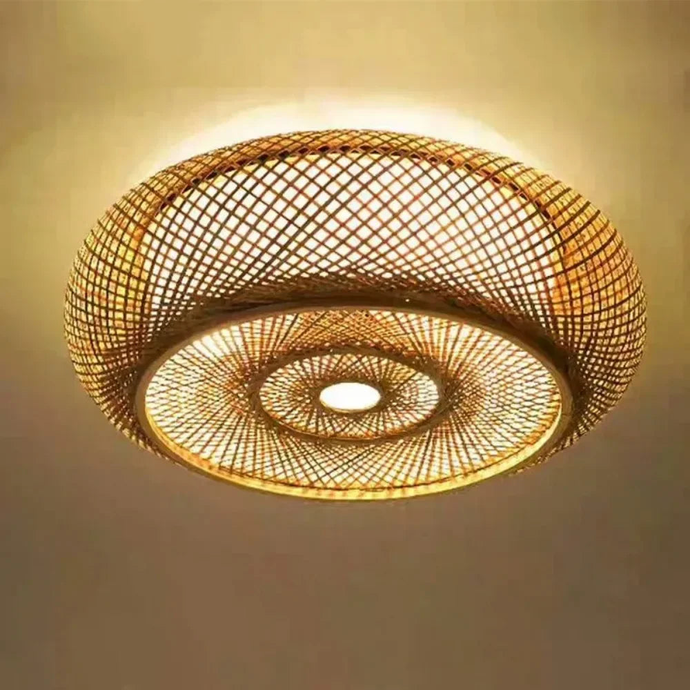 lampe suspendue moderne rustique rotin naturel salon chambre e27 plafonnier boîte opaque chaînes