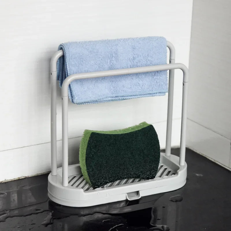 porte savon porte serviette moderne rangement évier salle bain blanc fixations invisibles serviettes gants