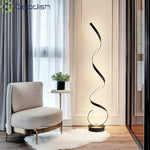 lampe sol led moderne spirale blanc noir contemporaine télécommande aluminium