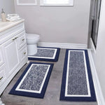 tapis sol microfibre moderne gris blanc bordure blanche antidérapant salle bain