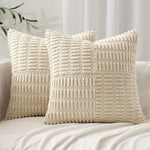 housse coussin carré moderne texture bleu marine polyester coton décoratif lit siège fixations blanc