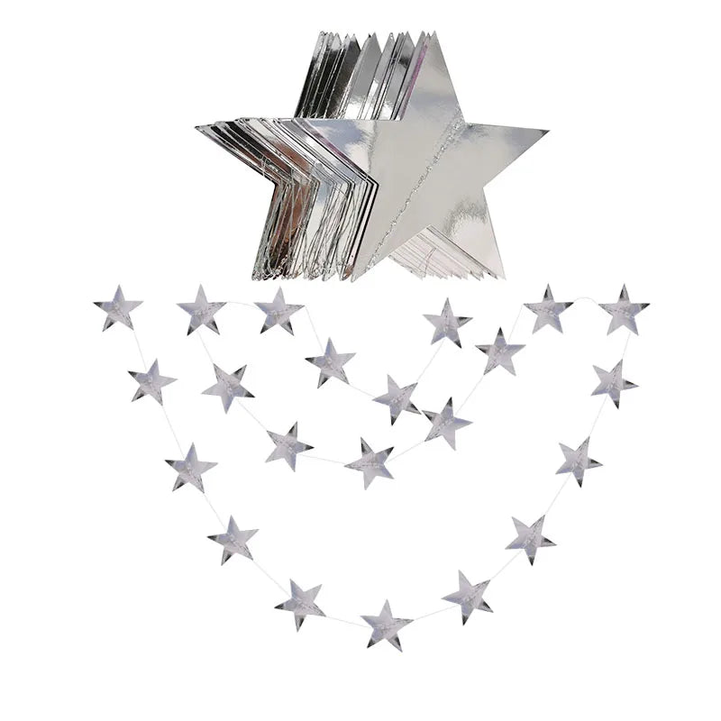 guirlande étoiles or argent blanc festives anniversaire noël mariage décoration chambre enfants métalliques brillantes