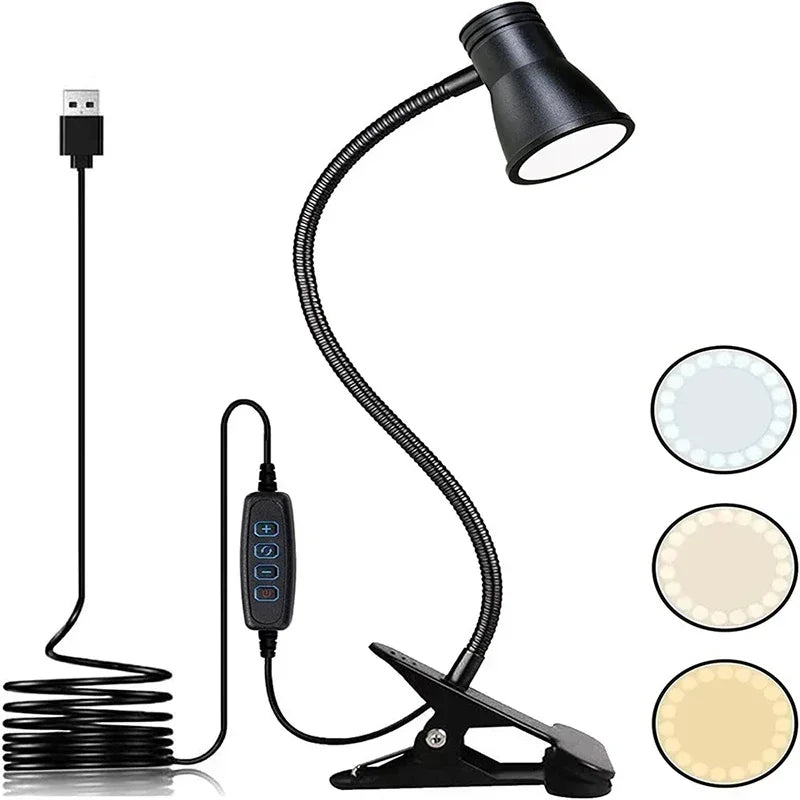 lampe flexible led noir moderne pinces interrupteur usb 150cm cable