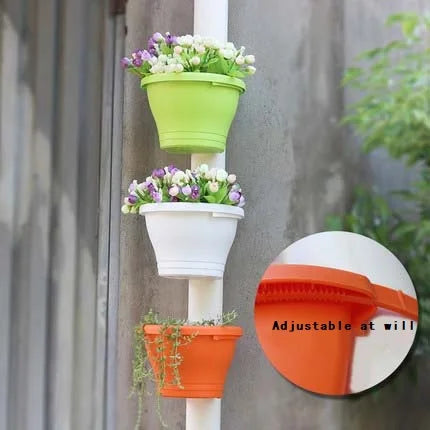pots fleurs suspendus muraux plastique orange blanc vert réglables moderne minimaliste