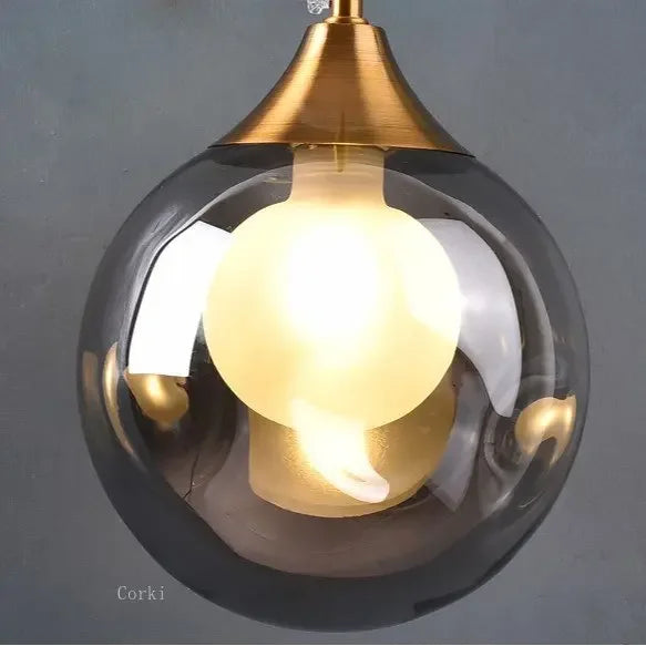 lampe murale or moderne transparente sphérique câble noir led chambre salon