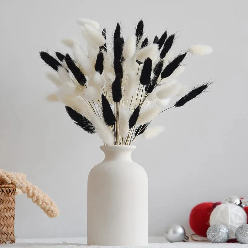 bouquet fleurs séchées naturel rustique vase verre coeur métal noir