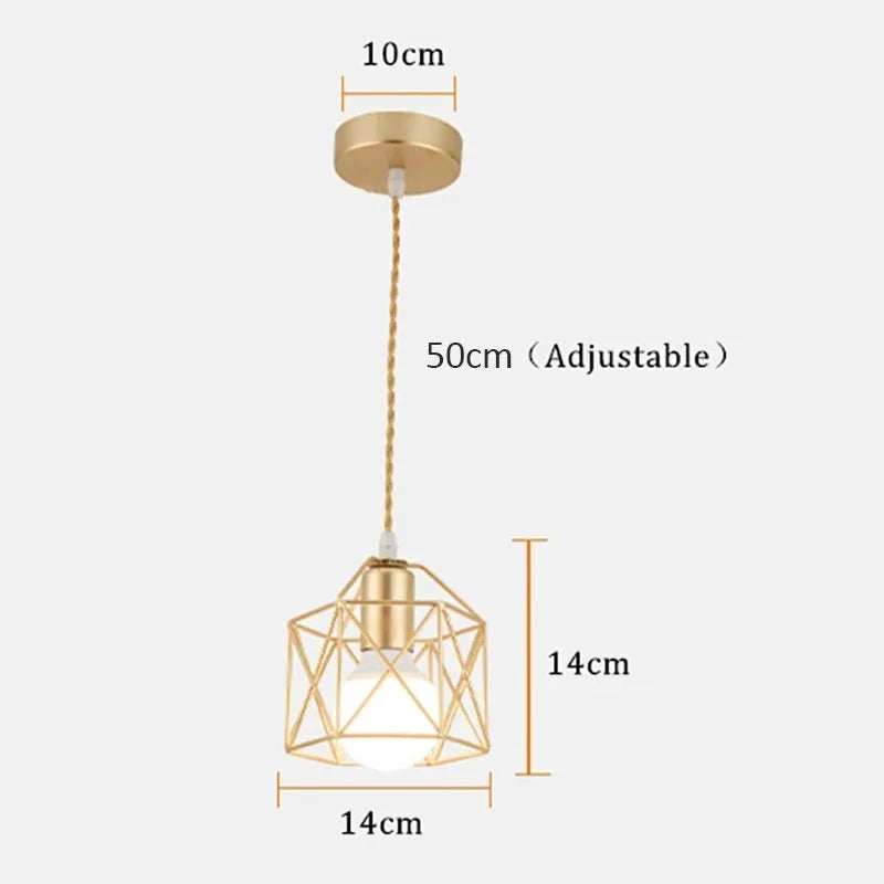 Lampe suspendue industrielle moderne or noir filament apparent ampoule métal structure géométrique