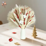 Bouquet fleurs séchées pampas blanche rouge décoration maison anniversaire boho festive
