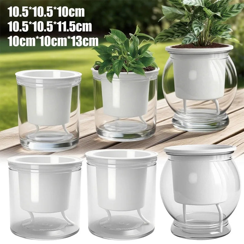 pots fleurs résine transparent moderne blanc intérieur décoration herbes plantes succulentesintérieur 10cm ouvertURE 13cm