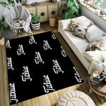 tapis sol moderne noir blanc logo titleist décor intérieur maison entrée salon luxe
