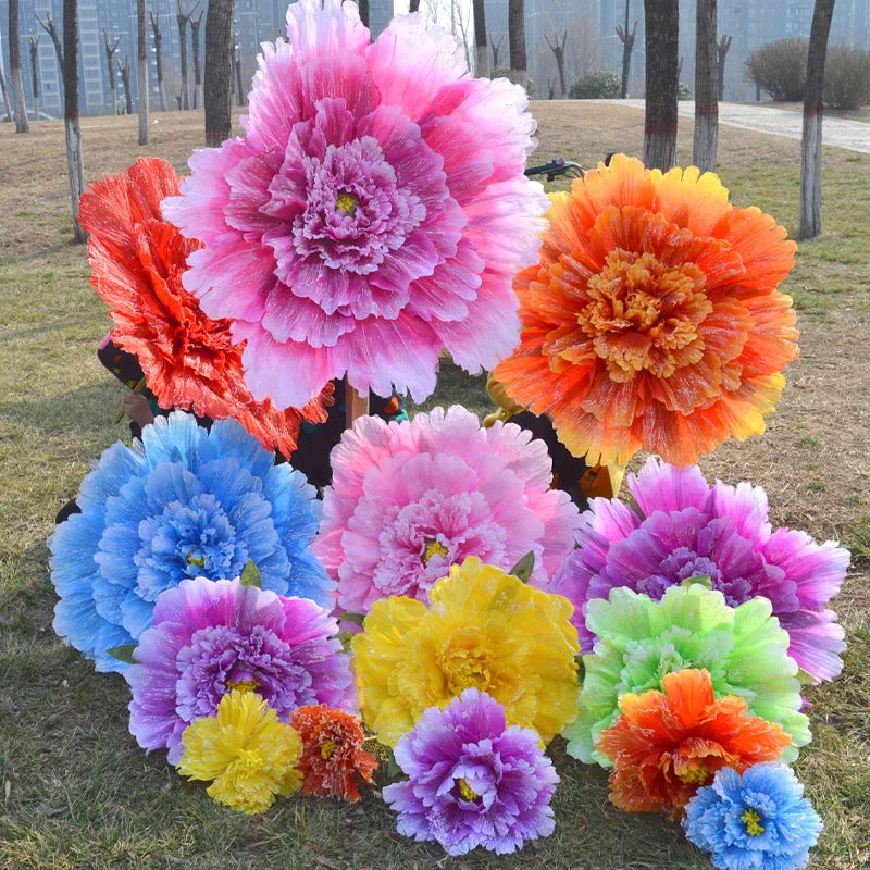 grande fleur artificielle papier plissé bâton décoration fête événement