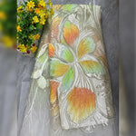 tissu brodé fleurs gris rose vert violet blanc tissu polyester opacité
