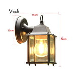 lampe murale extérieure industrielle noire verre transparent éclairage entrée chambre salle bains étude