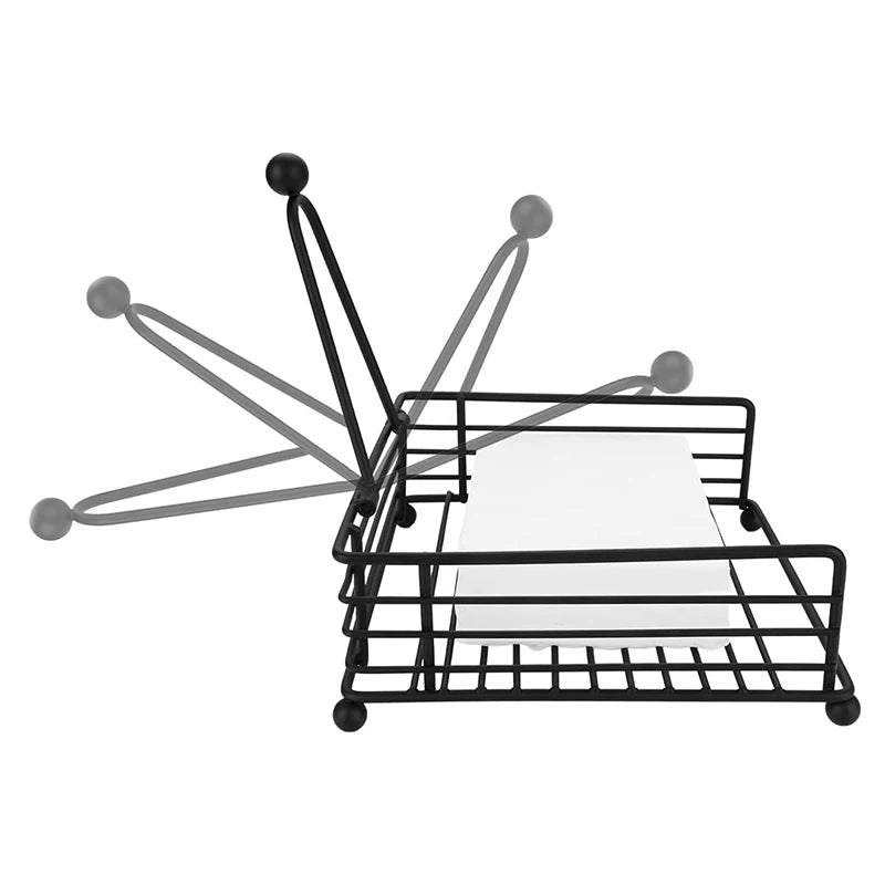 porte serviettes support moderne noir structure métallique lisse roulettes serviettes blanches cuisine restaurant