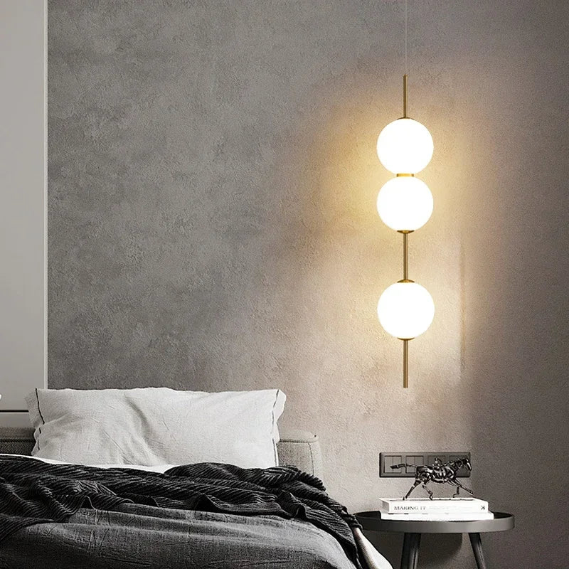 lumière suspendue moderne verre opalescent tête lit décorative chambre minimaliste
