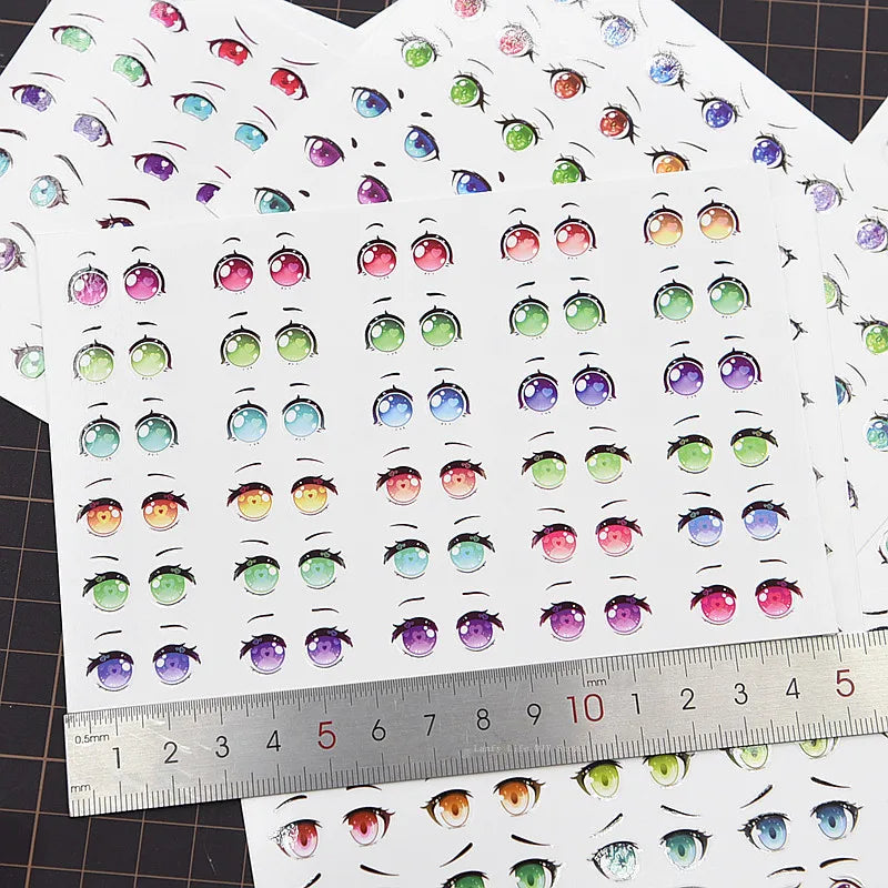autocollants yeux stylisés multicolores dessin animé adhésifs argile polymère ultra légères diy bricolage travaux