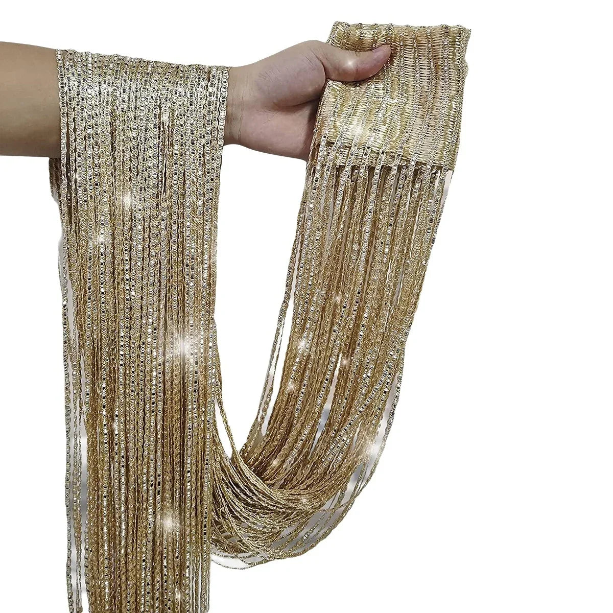 rideau doré strass argenté moderne élégant salon polyester 200x100cm