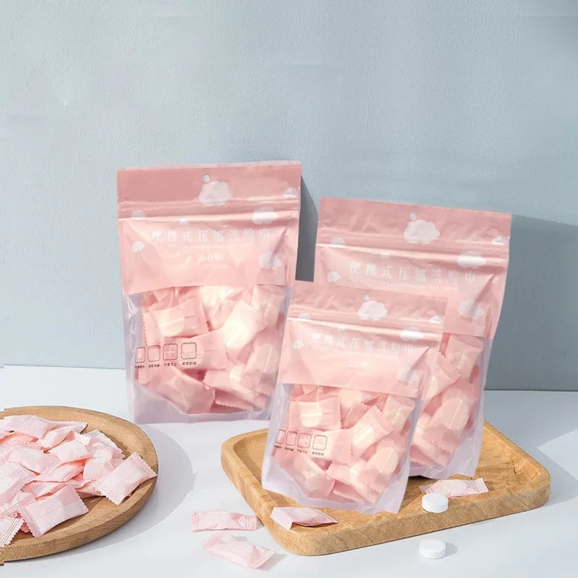 serviettes toilette papier 100% coton rose clair sans motif moderne usage unique pack 10pcs