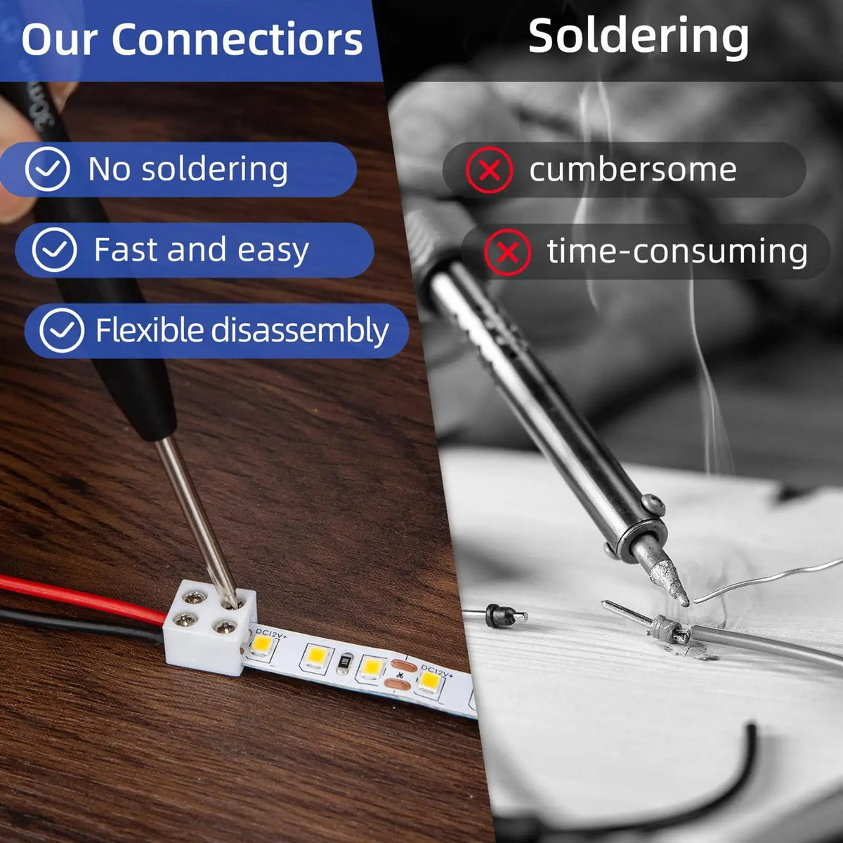 connecteur ruban led blanc vis moderne câble rouge noir fixationsoutil électricalumière électronique