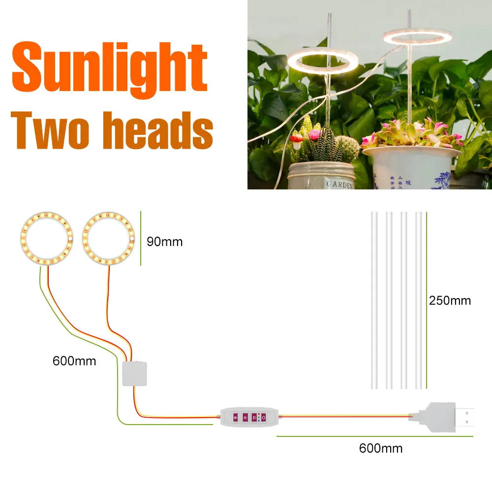 lampe led croissance plante circulaire diodes blanc moderne anneau flexible réglable temps