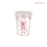 assiettes danseuses ballerines gobelets serviettes nappe rose fleurs ballet anniversaire fête enfantsDecorationThèmeFloralElegant