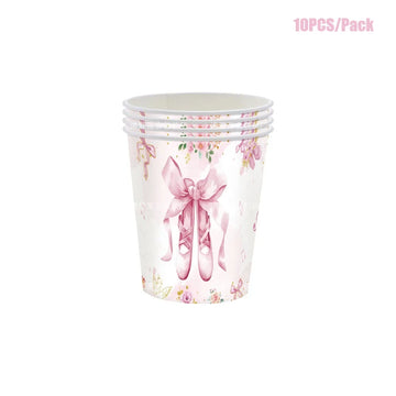 assiettes danseuses ballerines gobelets serviettes nappe rose fleurs ballet anniversaire fête enfantsDecorationThèmeFloralElegant