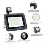 projecteur led sol noir moderne capteur mouvement ip66 10w 20w 30w 50w 100w 150w