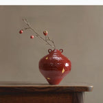 vases décoratifs modernes rouge doré texture ondulée feuille or hydroponique fleurs séchées