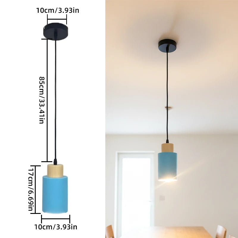 Lampes suspendues modernes minimalistes bois clair blanc noir câble ampoule tension 90 260V flux