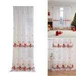 rideau blanc rouge décoration noël bougies cloches étoiles transparent festif intérieur