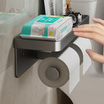 porte serviettes moderne porte papier toilette étagère rangement aluminium gris salle bain adhésif minimaliste