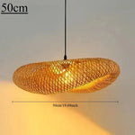 Suspension lumineuse tissée bambou naturel moderne salon chambre d'hôtel
