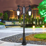 lampe rue extérieure led verre opalin classique ornements métalliques deux lampes ip65 flux lumineux