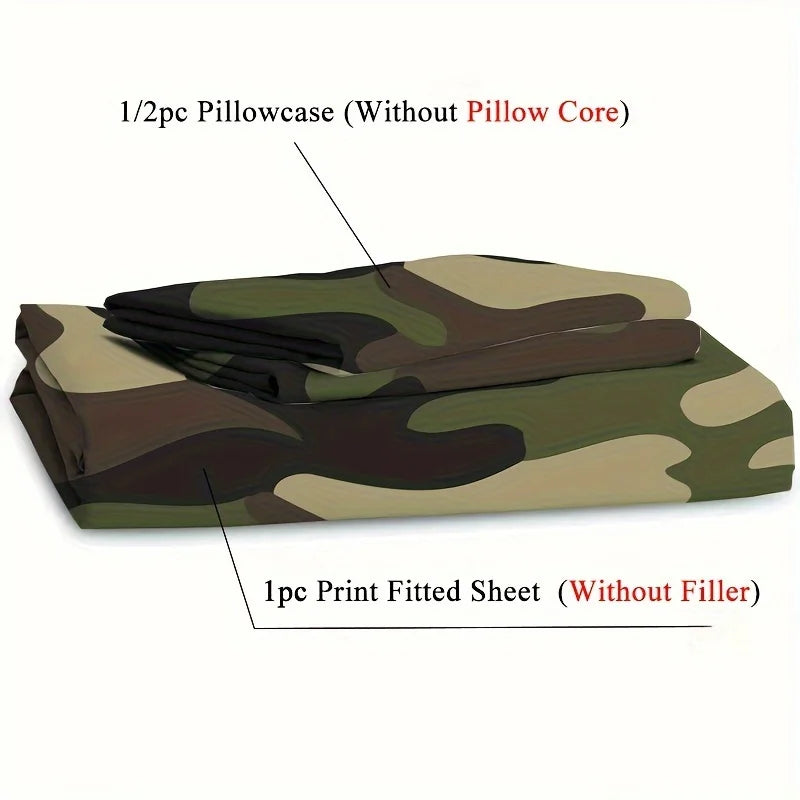 draps housses camouflage vert marron moderne lit imprimé polyester 100% sérigraphie qualité chambre coucher
