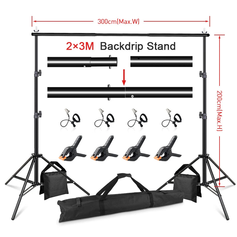 support fond photo noir lisse moderne clips tringles sac transport 300cm 260cm photo studio