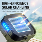 lampe camping vert olive moderne panneau solaire interrupteur indicateur charge led type