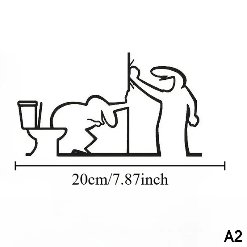 décoration murale minimaliste autocollant silhouette wc douche noir