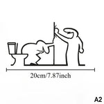 décoration murale minimaliste autocollant silhouette wc douche noir