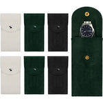 pochettes velours montres bouton pression moderne pratique noir vert gris