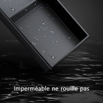 niche rangement acier inoxydable noir moderne quatre niveaux mur lampe intégrée chambre salle bain
