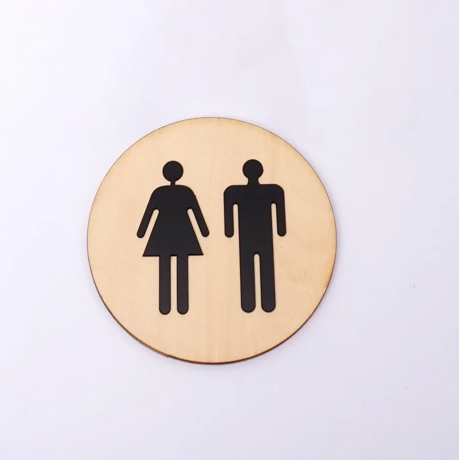 symboles toilettes moderne bois naturel doré argenté noir autocollants salle bain wc stickers minimaliste