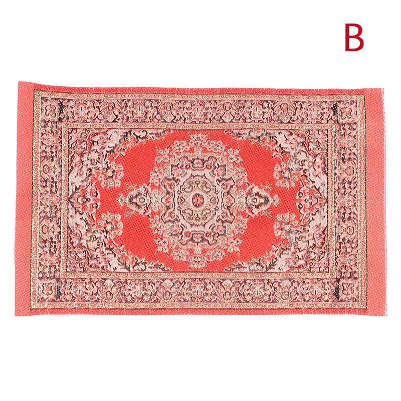 tapis ornements floraux motifs géométriques rouge beige bleu rose vert classique traditionnel miniature