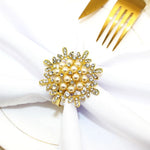 boucle serviette blanches strass dorés classique élégant clips serviettes fourchette couteau citron doré blanc