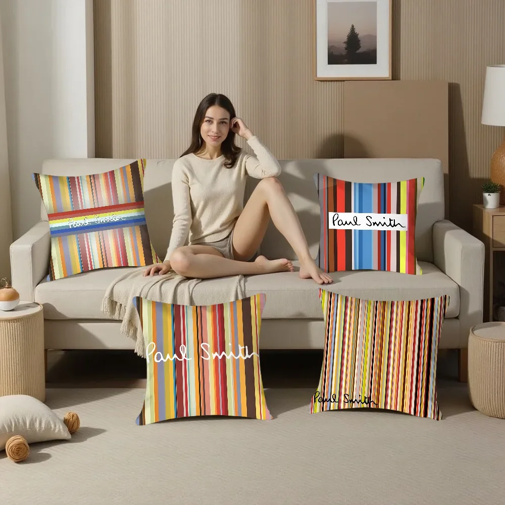 housse coussin multicolore rayures horizontales contemporain non toxique polyester fixations
