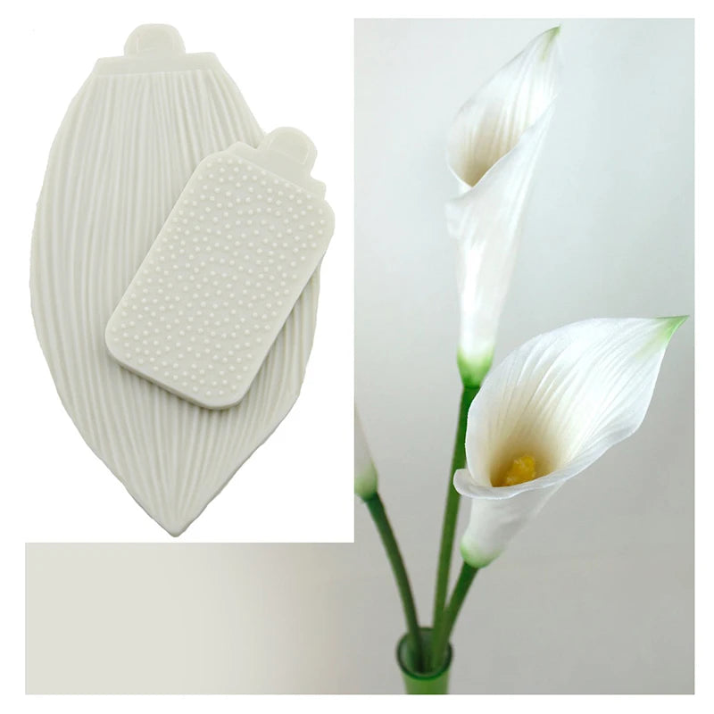 moule silicone feuille rectangle decoratif faux fleurs callas pate petales fleur lys tulipe blanc
