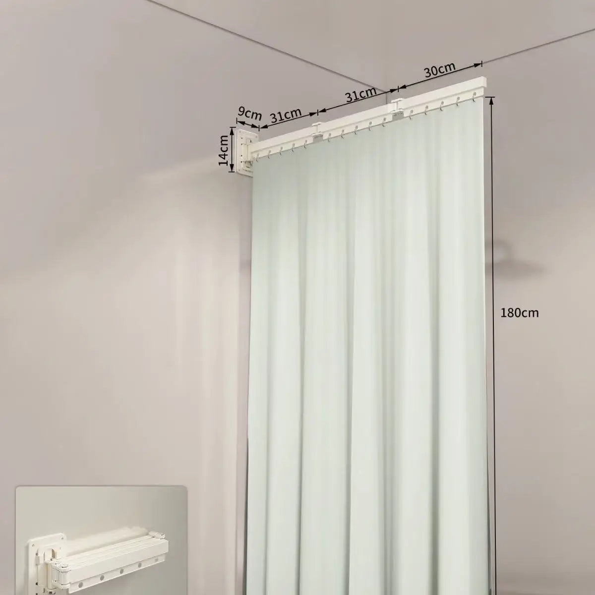 rideau douche plié plissé gris moderne respectueux environnement clips inclusion