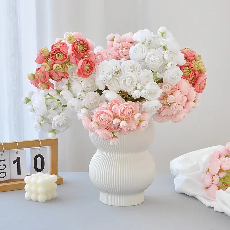 bouquet fleurs artificielles roses blanches vertes oranges intérieur moderne élégant anniversaire mariage
