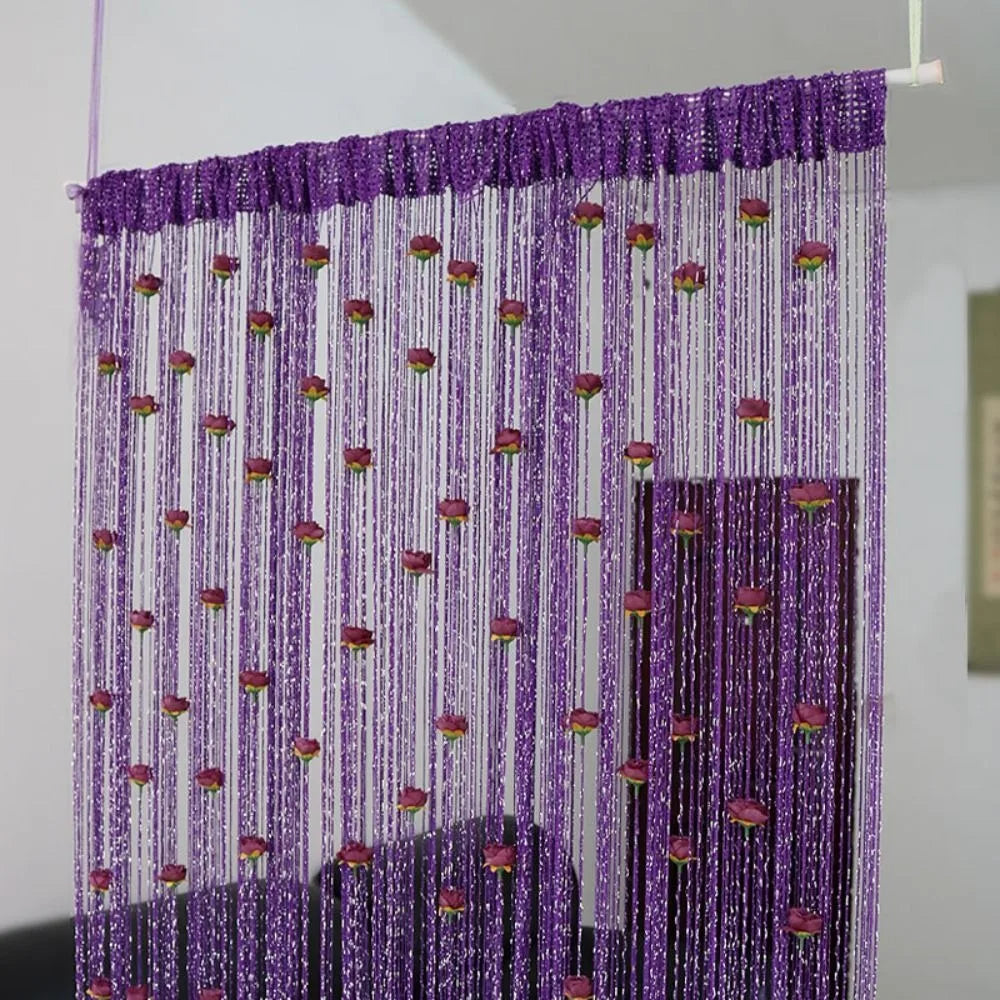 rideau porte violet rose blanc coeurs tissu transparent moderne décoratif 100x200cm polyester