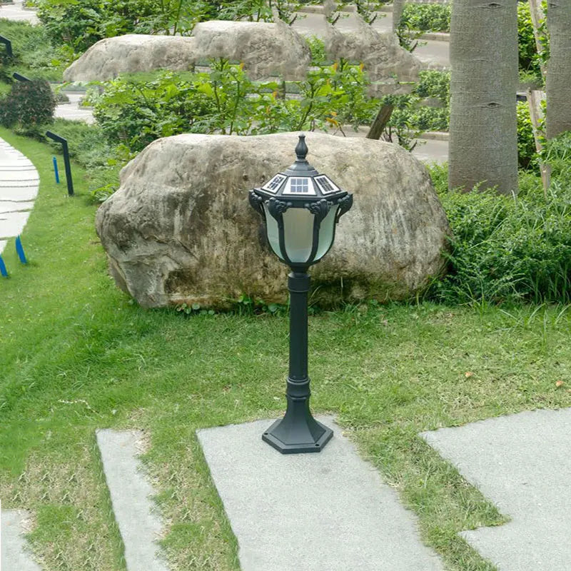 lampe solaire extérieure led imperméable alu noir classique éclairage public jardin villa