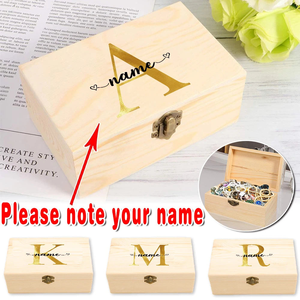 boîte bijoux bois naturel cadenas doré personnalisable rangement bijoux accessoires